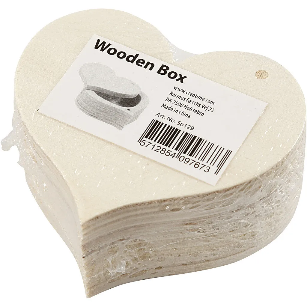 Plywood Heart Shaped Storage Box Decoration Crafts W: 9 cm