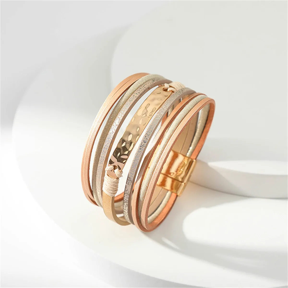 Polystyrene & 18K Gold-Plated Metallic Stacked Bracelet