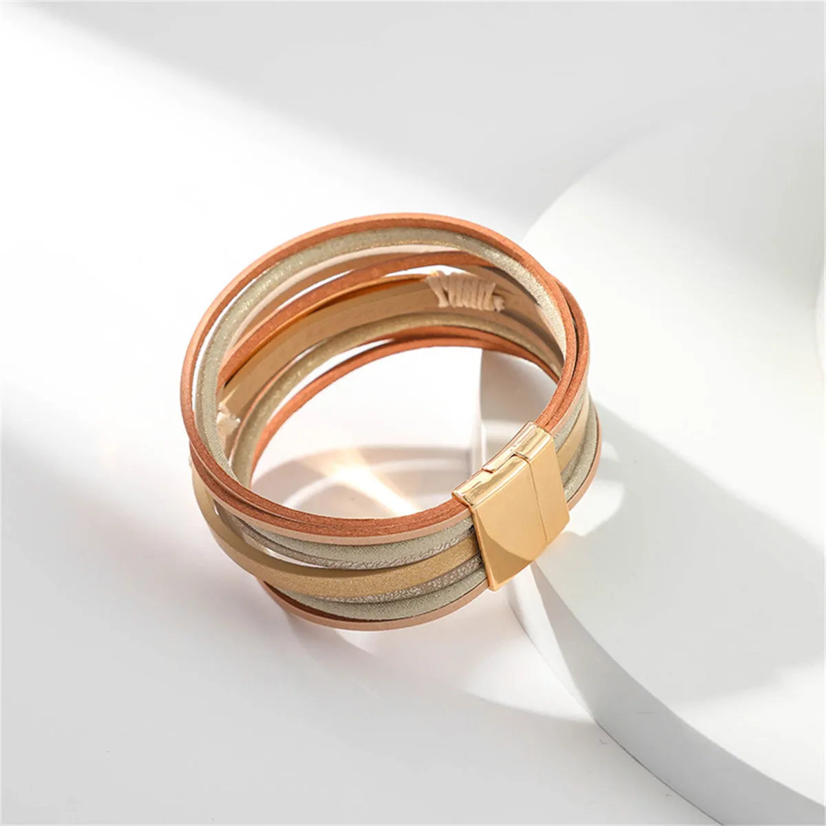 Polystyrene & 18K Gold-Plated Metallic Stacked Bracelet