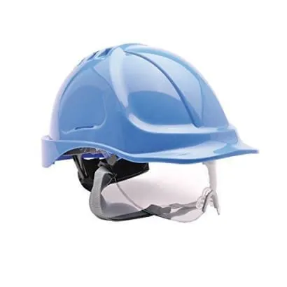 Portwest Vented Endurance Retractable Visor Ratchet Safety Helmet with Chin Strap - PW55