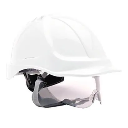 Portwest Vented Endurance Retractable Visor Ratchet Safety Helmet with Chin Strap - PW55