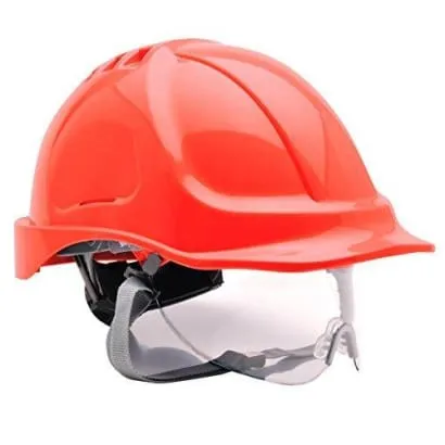 Portwest Vented Endurance Retractable Visor Ratchet Safety Helmet with Chin Strap - PW55