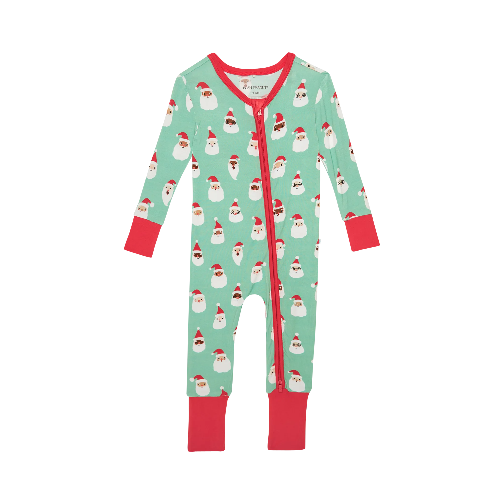 Posh Peanut Baby Convertible Romper Zippered One Piece in Santa Medley