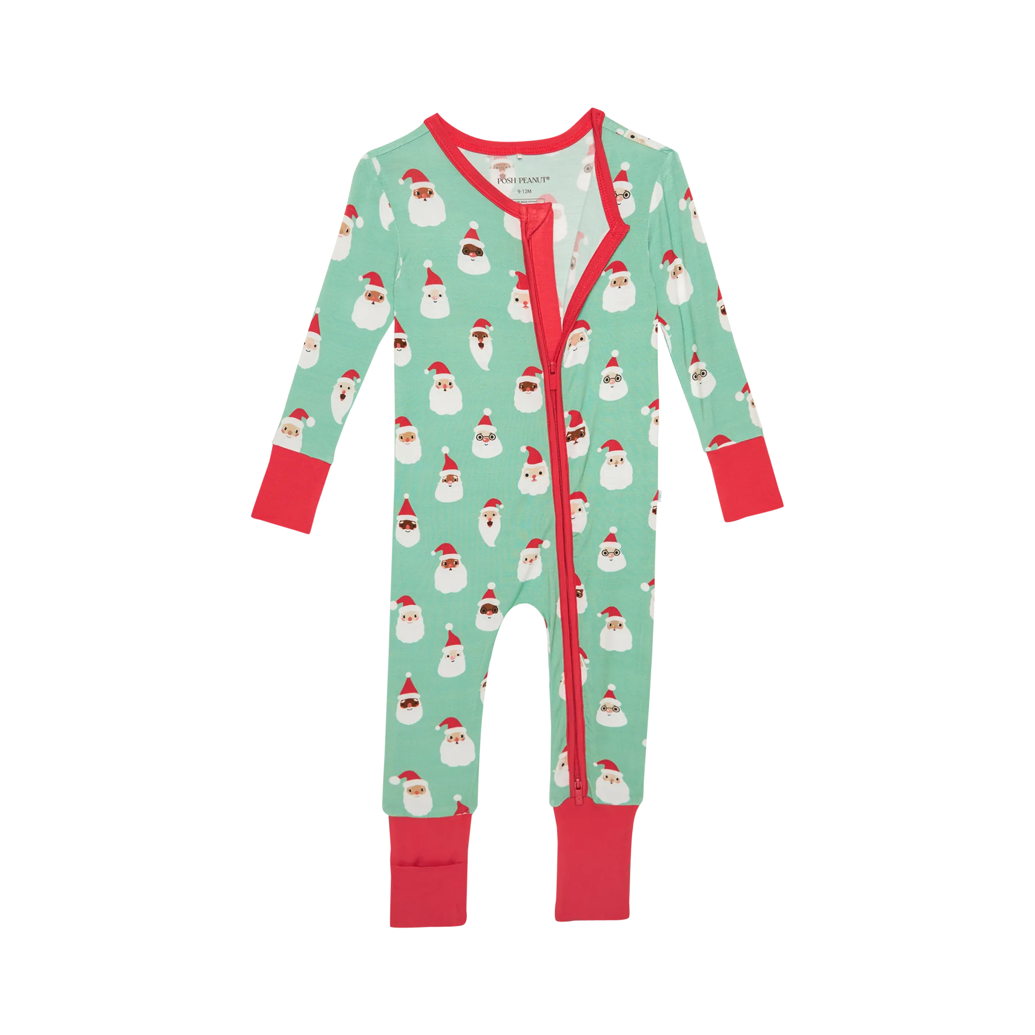 Posh Peanut Baby Convertible Romper Zippered One Piece in Santa Medley