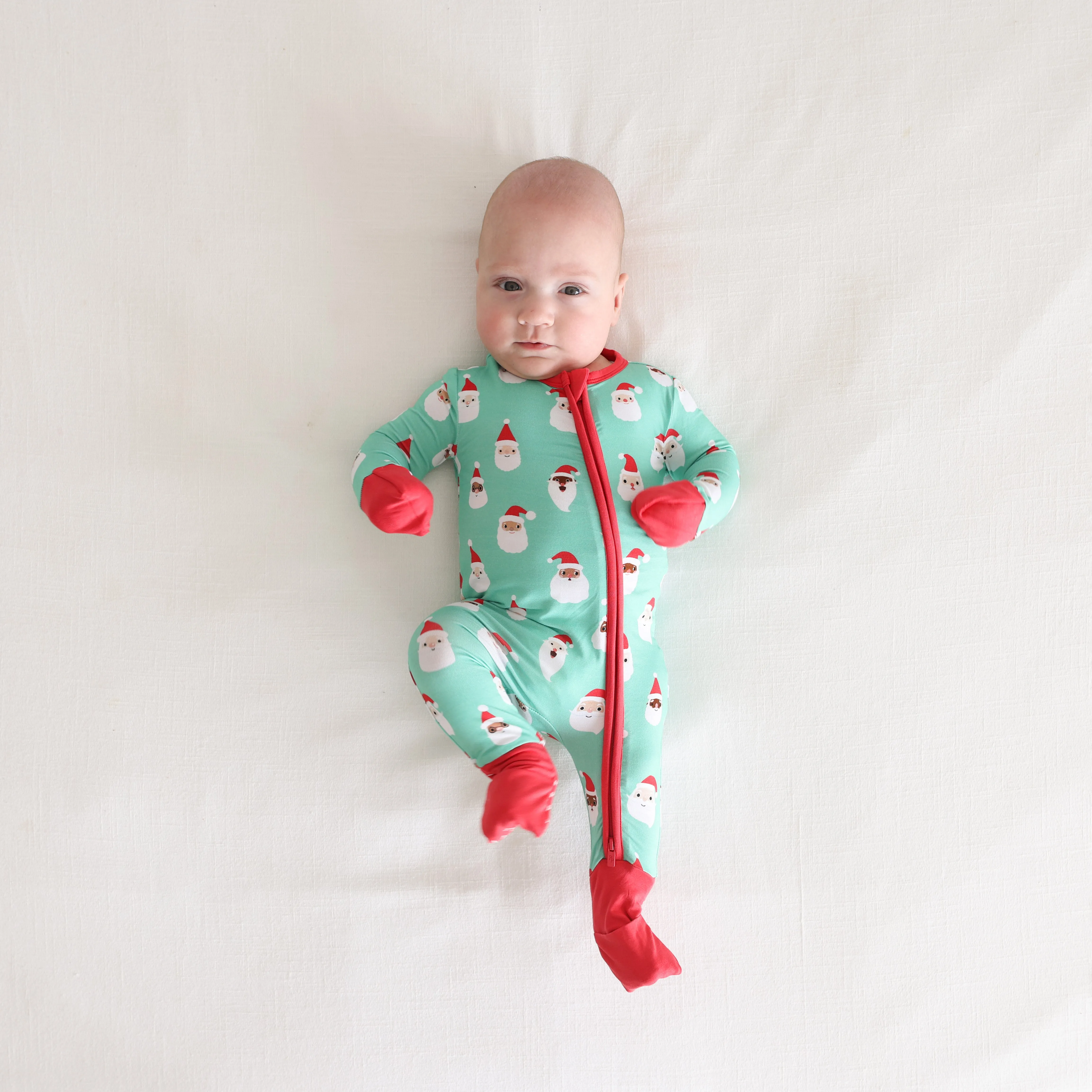 Posh Peanut Baby Convertible Romper Zippered One Piece in Santa Medley