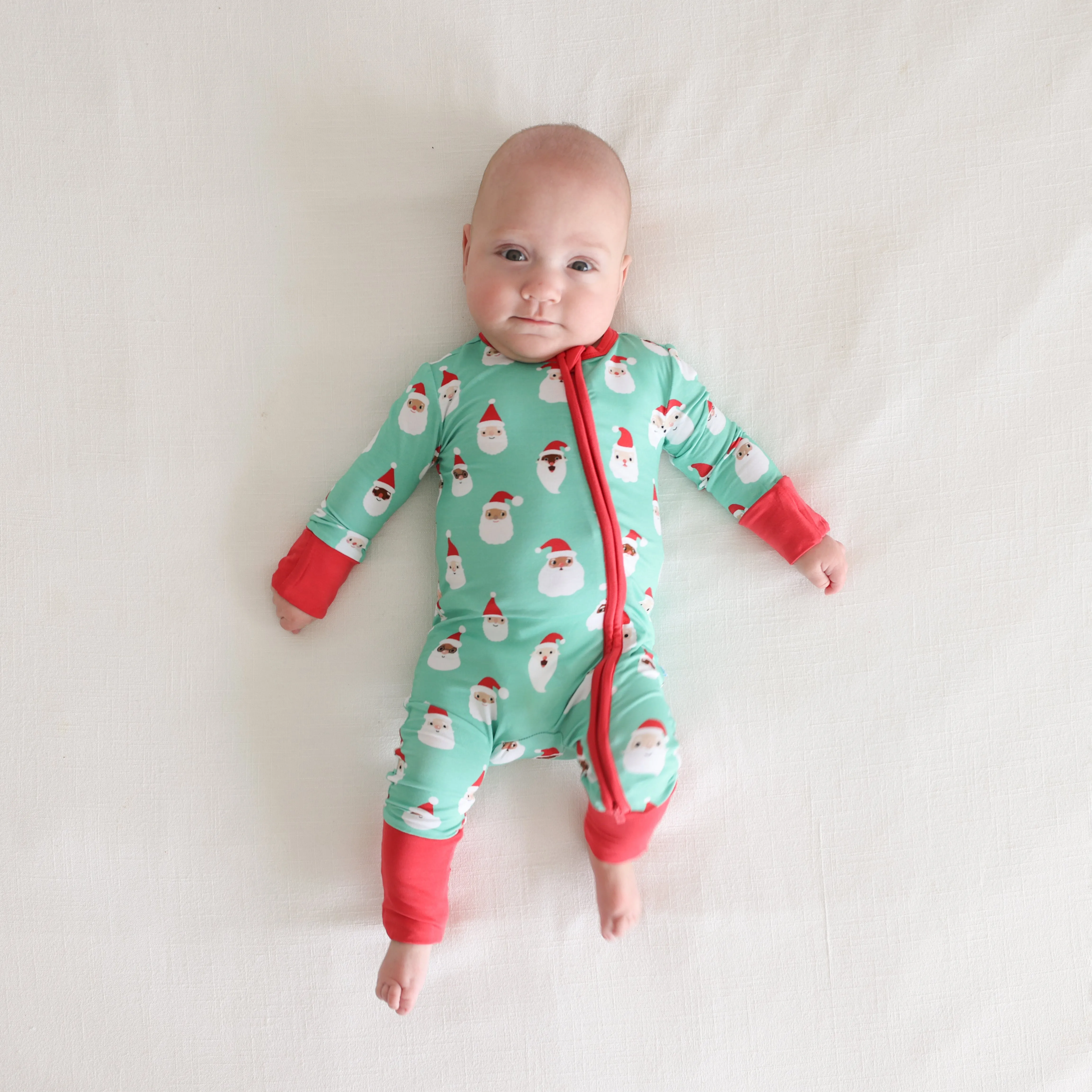 Posh Peanut Baby Convertible Romper Zippered One Piece in Santa Medley