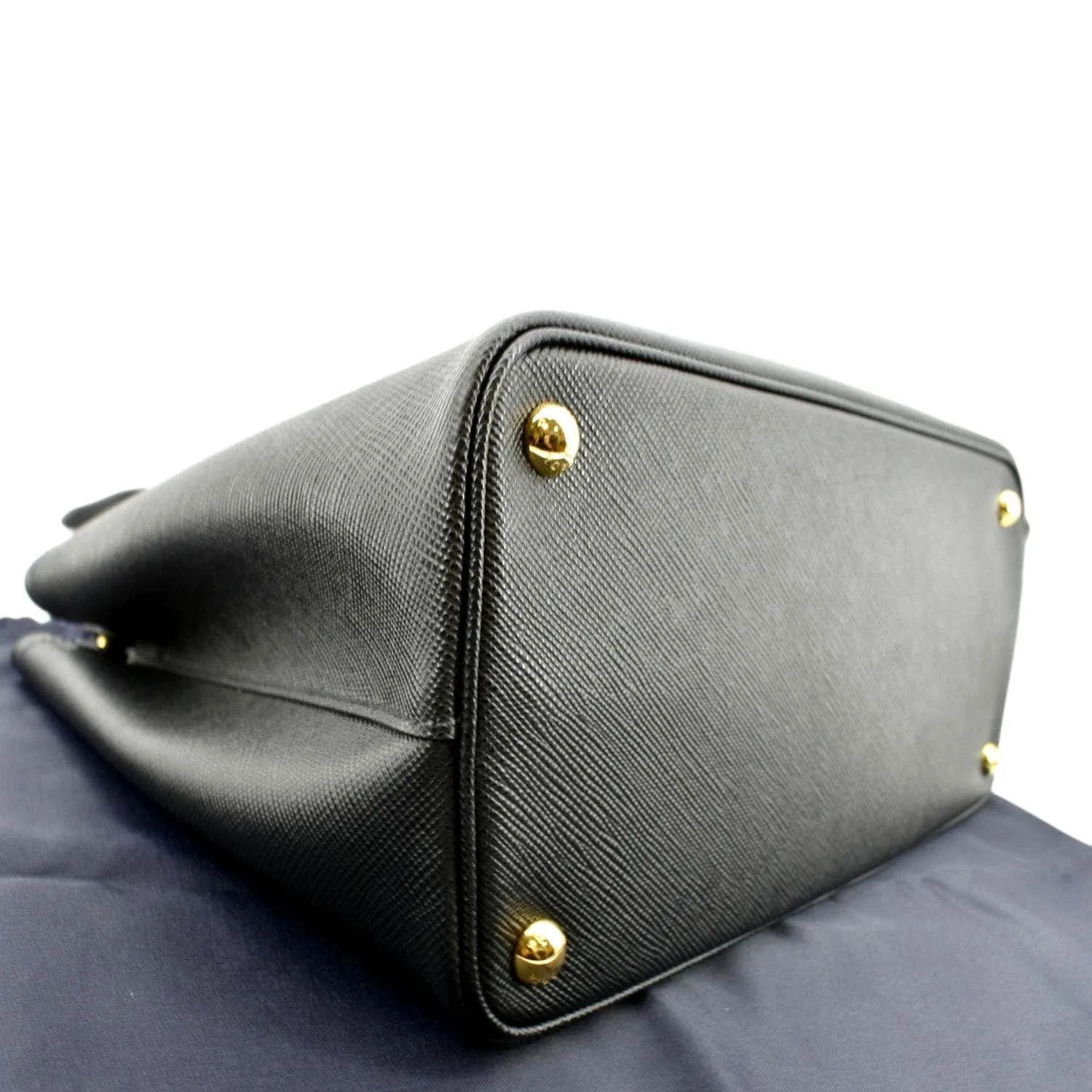 PRADA Double-Zip Saffiano Leather Shoulder Tote Bag Black