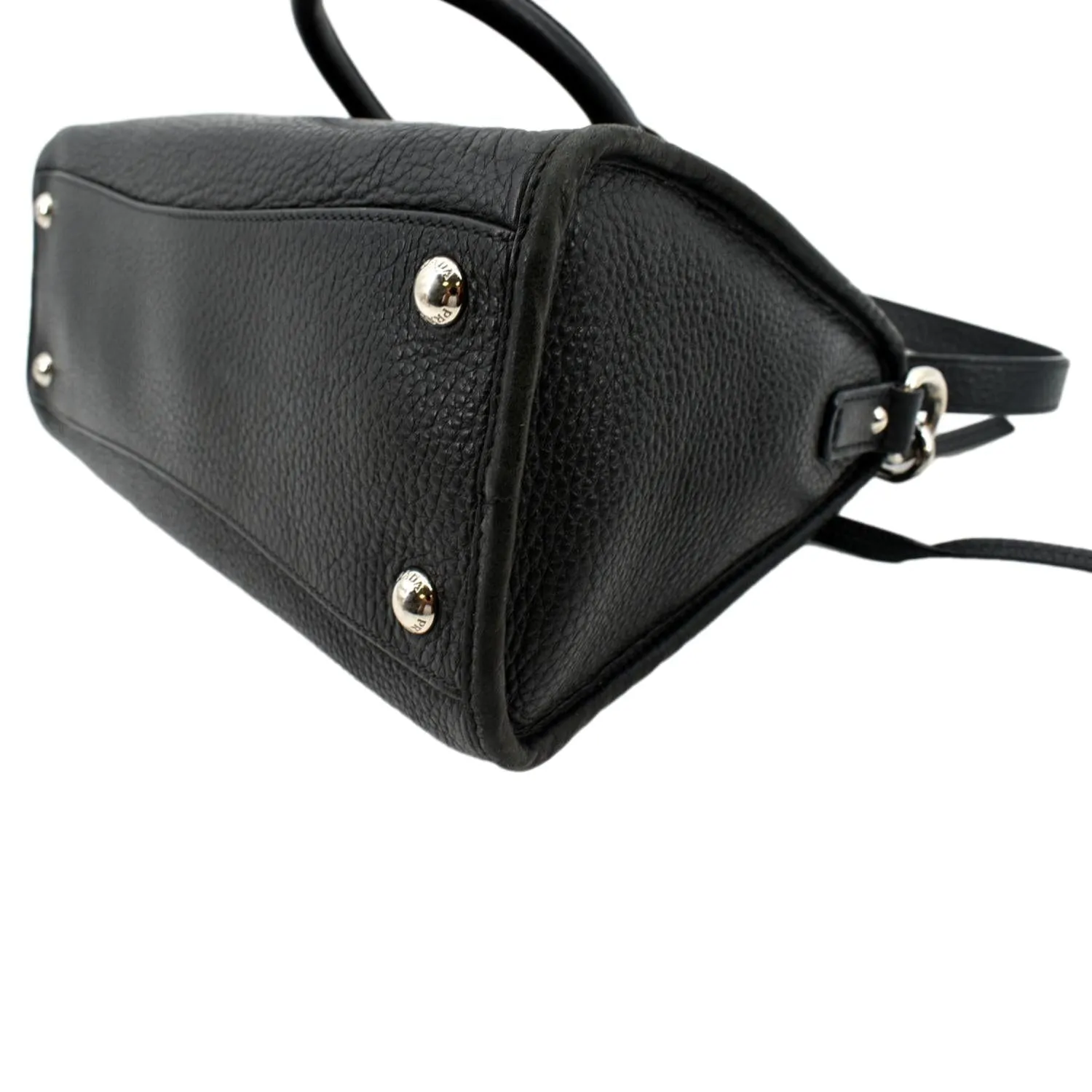 PRADA Vitello Phenix Leather Shoulder Bag Black