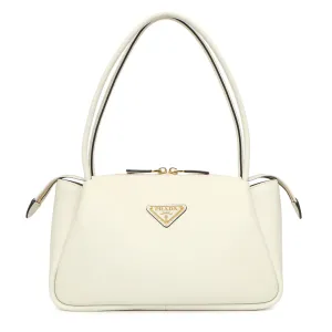 Prada White Soft Calfskin Medium Shoulder Bag