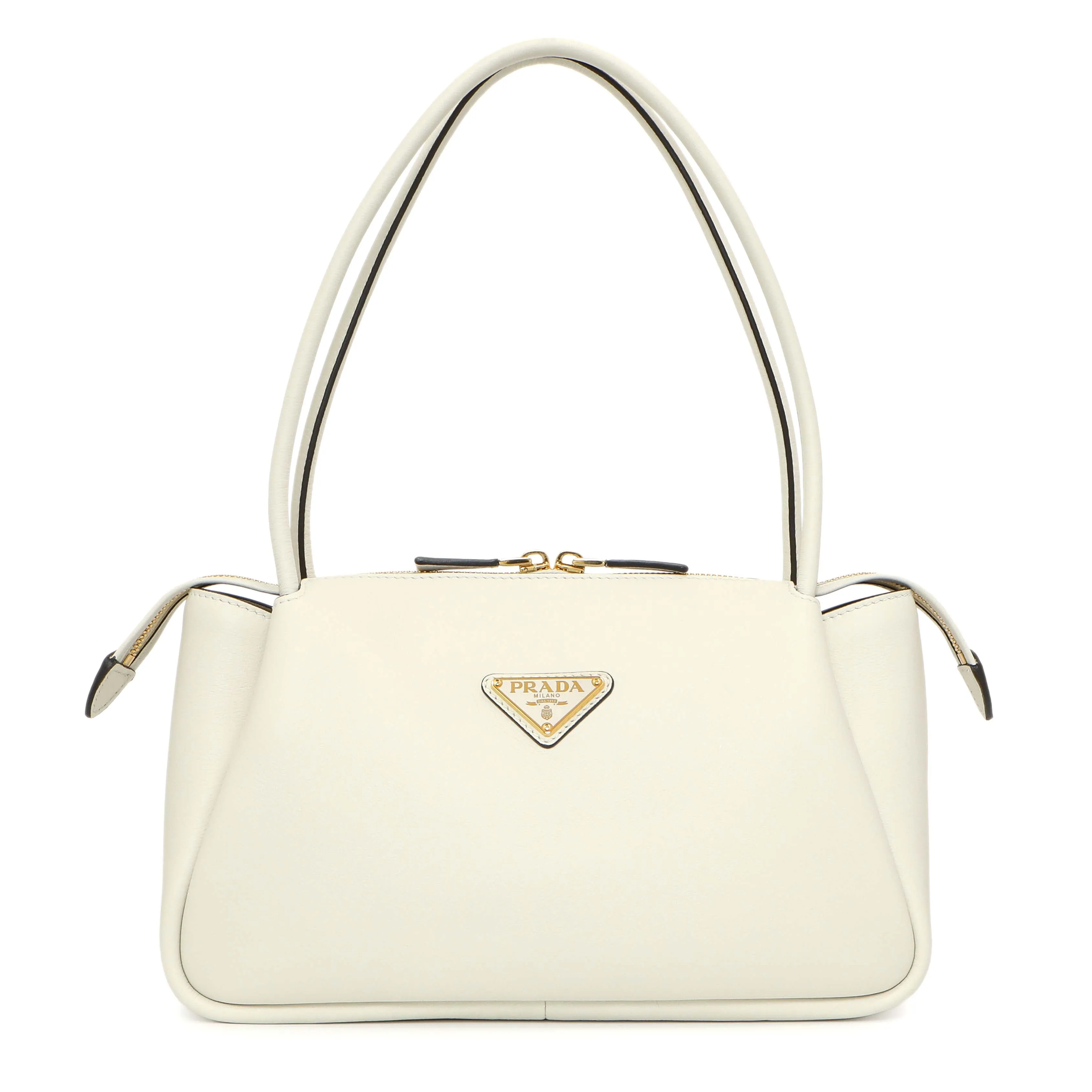 Prada White Soft Calfskin Medium Shoulder Bag