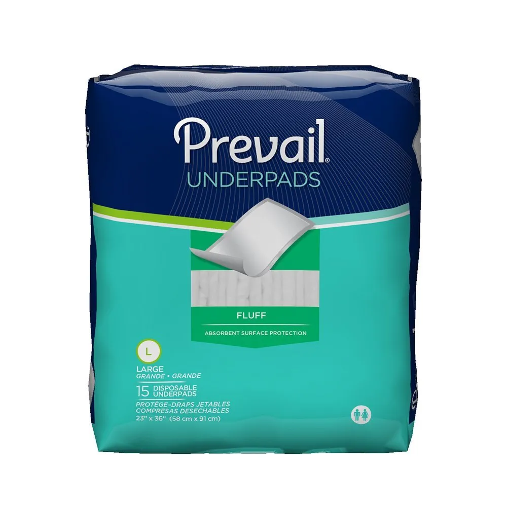 Prevail Fluff Underpad - 23"x36" 10 Bags of 15, 150 underpads Per Case