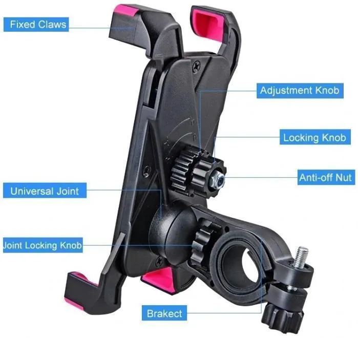 Pro Cellphone Mount For Mountain & Road Bikes, Universal FITS ALL 3.5" to 7" phones, iPhone X, 8, 7, 6 Samsung 9, 8, 7, 6, Galaxy