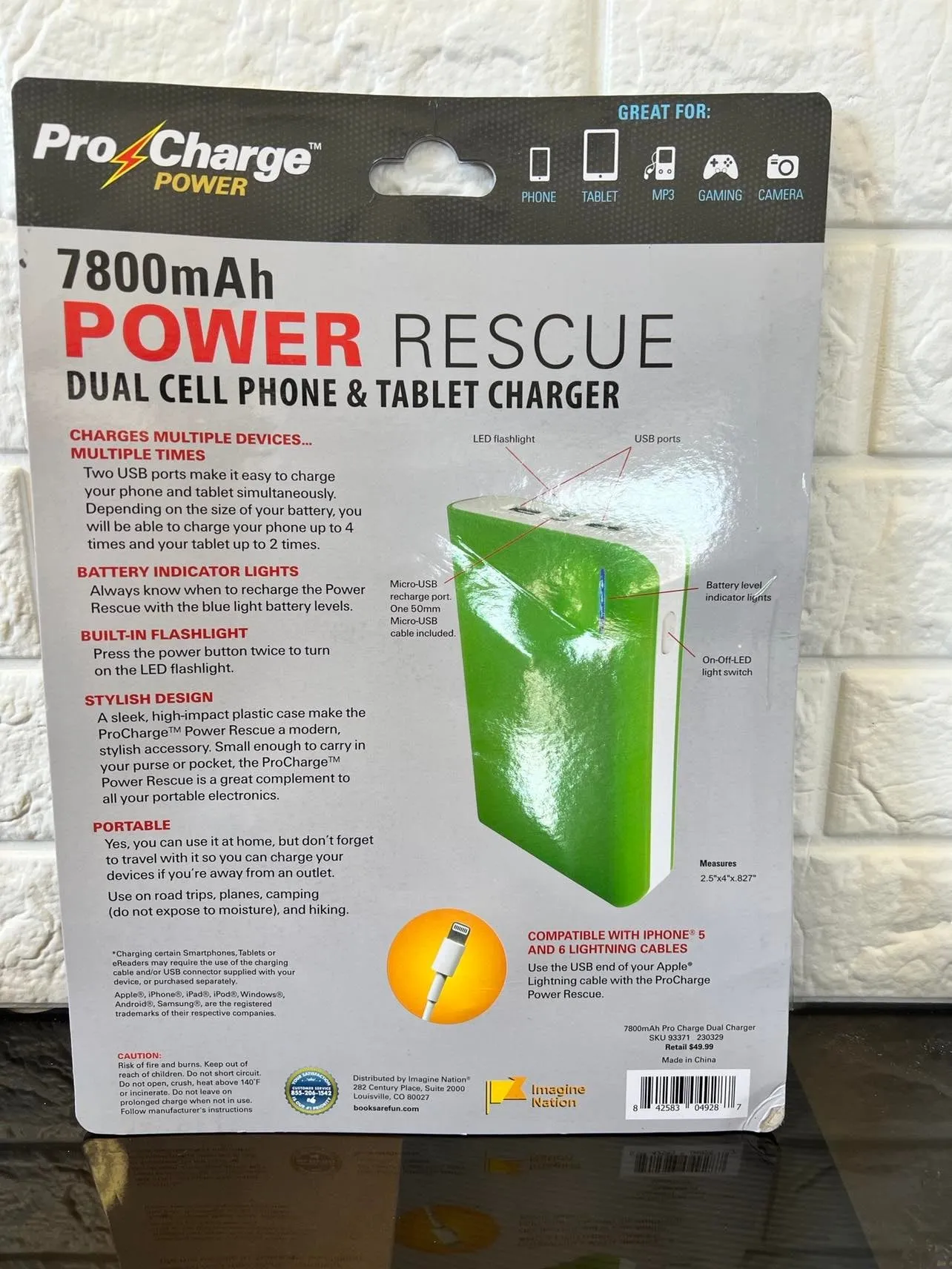 Pro Charge Power 7800mAh Power Rescue Dual Cell Phone & Tablet Charger! Retails $50 