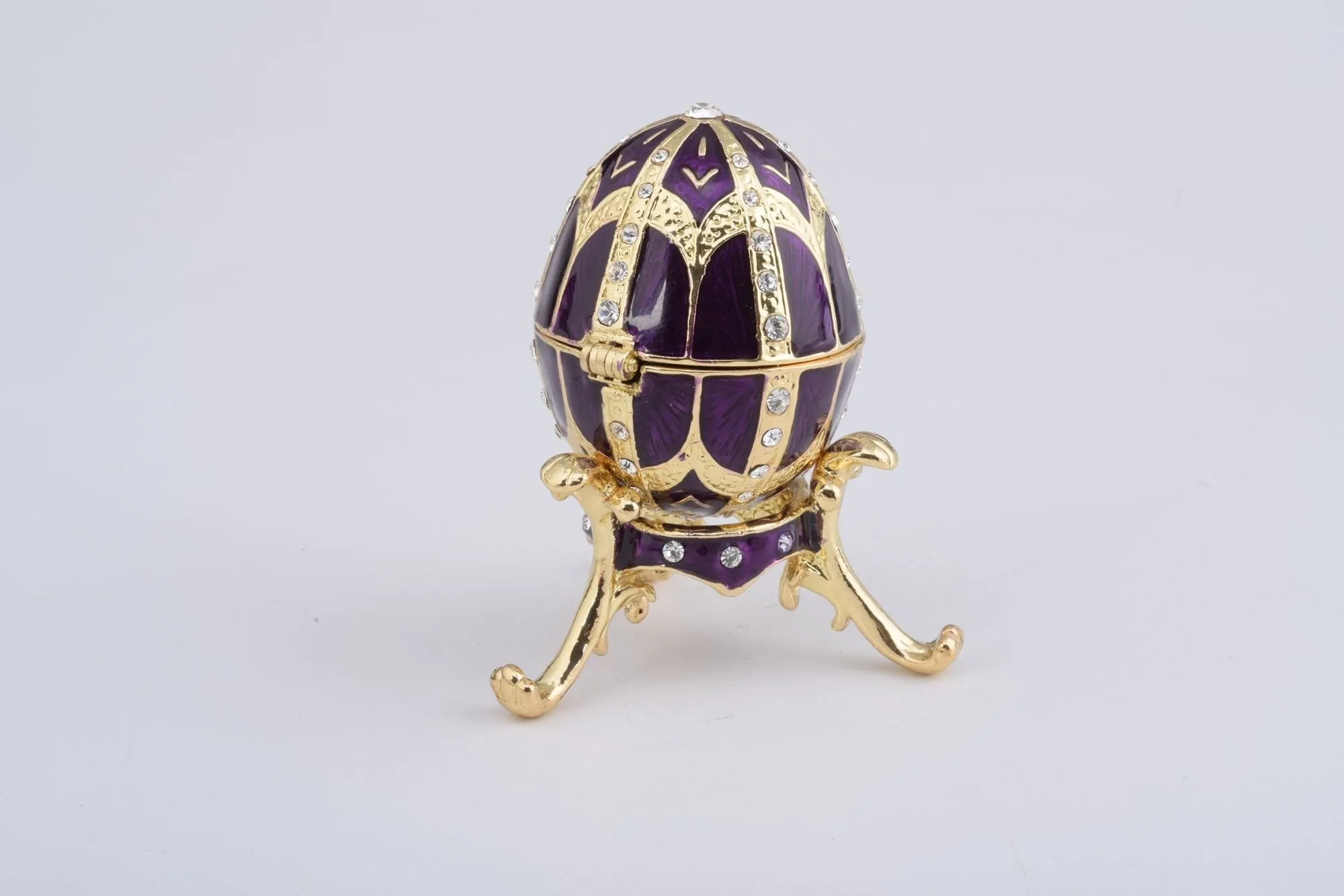Purple Faberge Style Egg with an Egg Pendant Inside