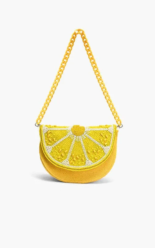 Purse - Couture Crescent Lemon Shoulder Bag