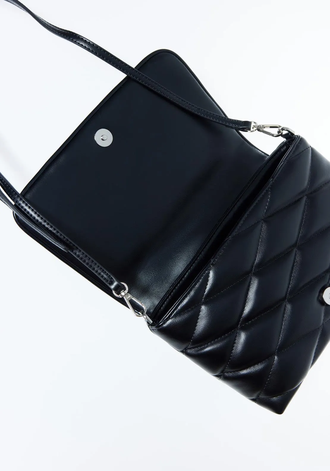 Quilted Detail Crossbody Bag - Black