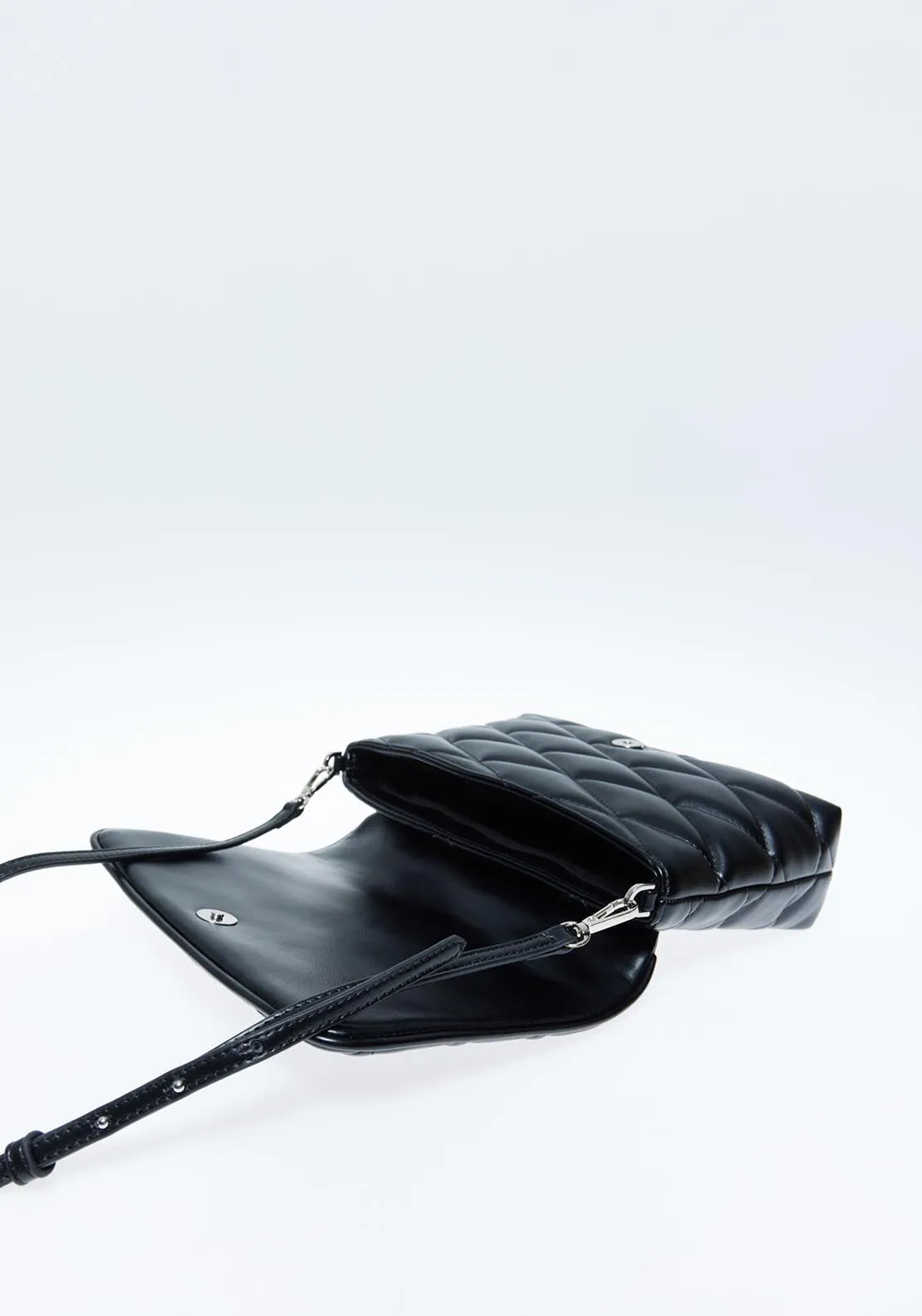 Quilted Detail Crossbody Bag - Black
