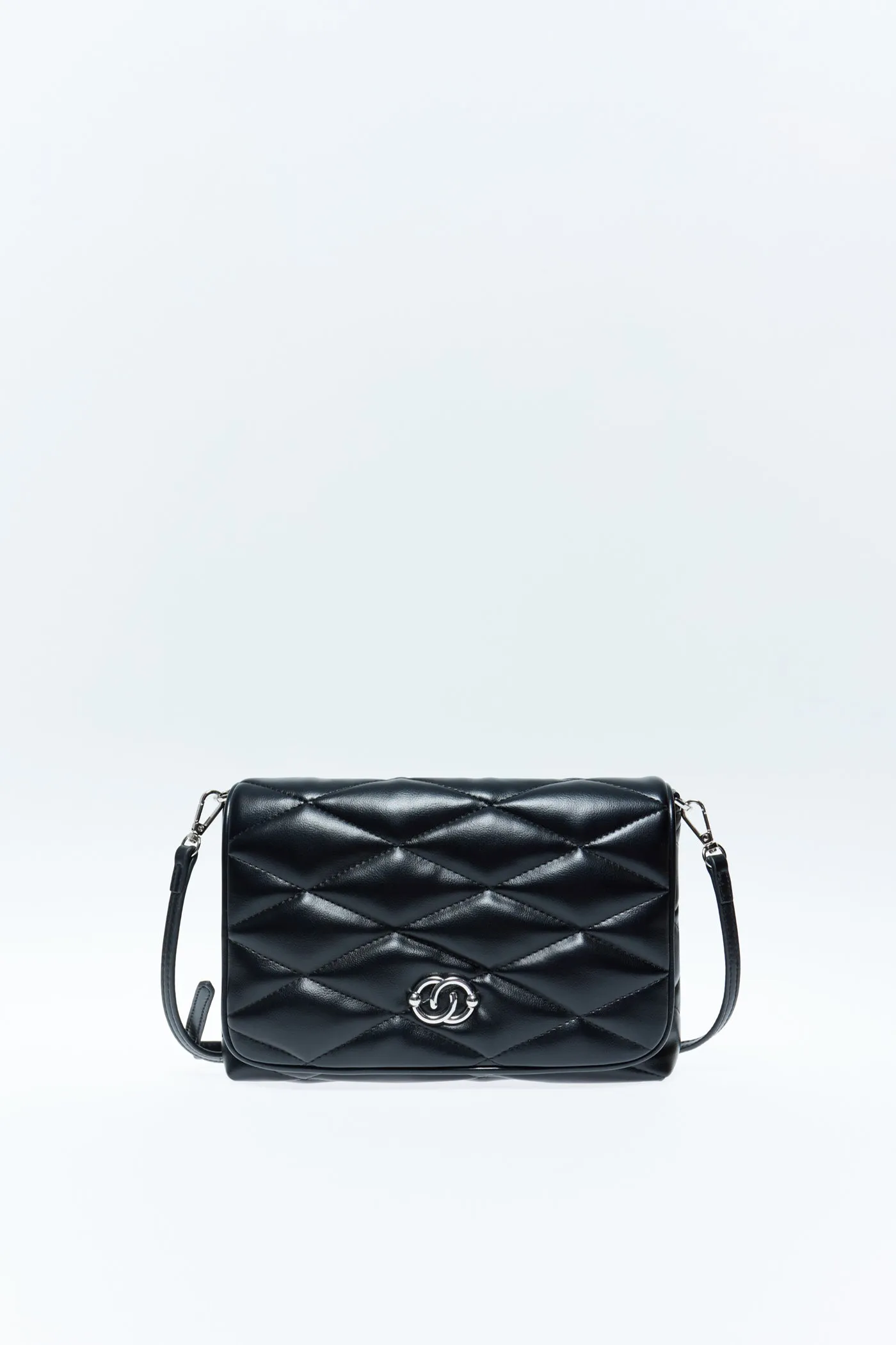 Quilted Detail Crossbody Bag - Black