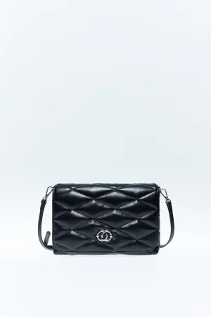 Quilted Detail Crossbody Bag - Black