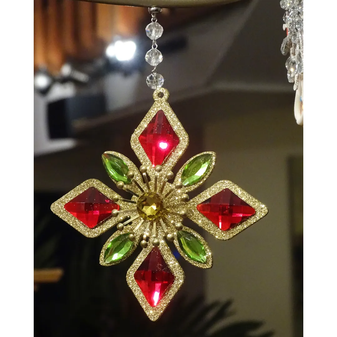 RED/GREEN/GOLD SNOWFLAKE (Set/1) OR (Set/3) MAGNETIC CHANDELIER ACCESSORY
