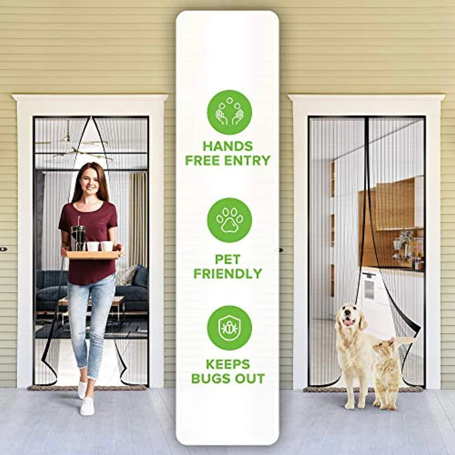 Reinforced Magnetic Mesh Insect Screen Door