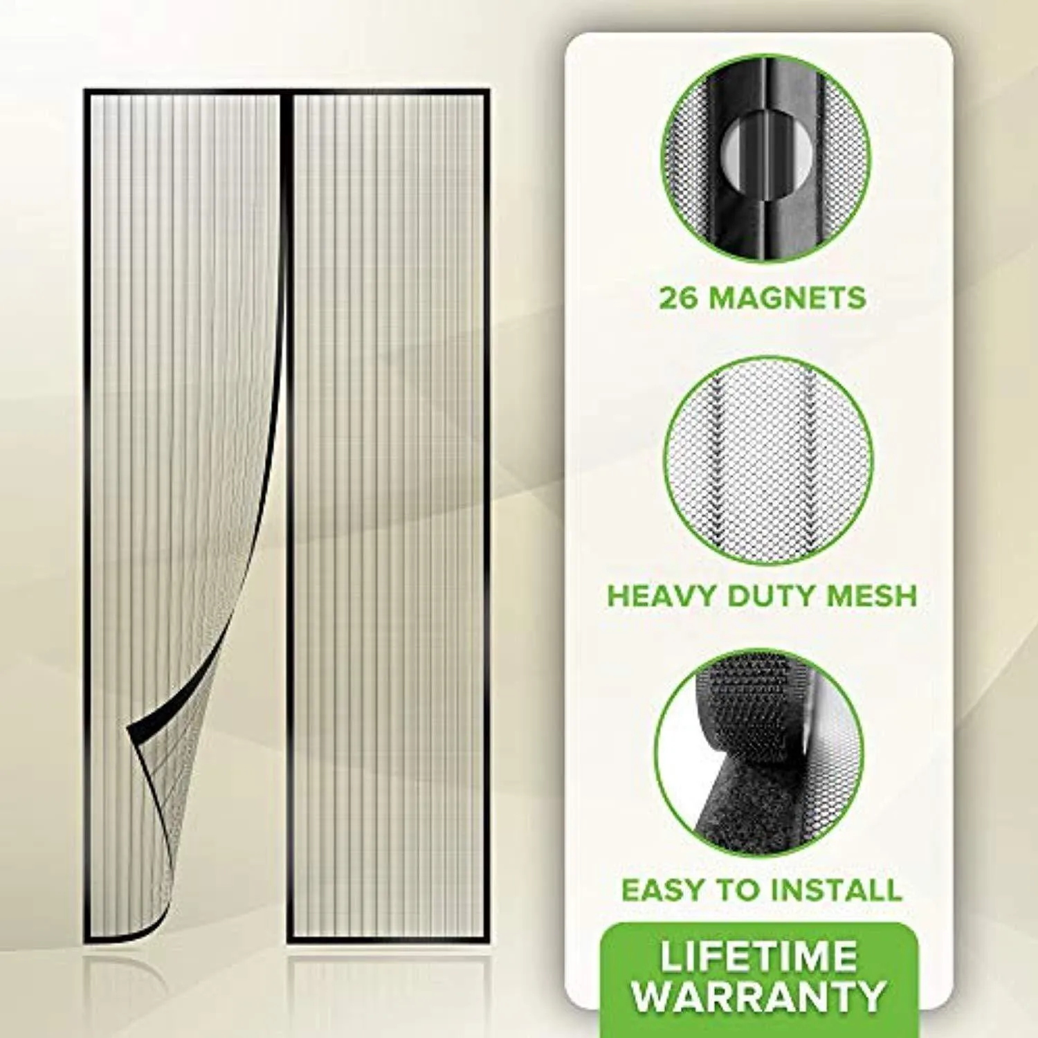 Reinforced Magnetic Mesh Insect Screen Door