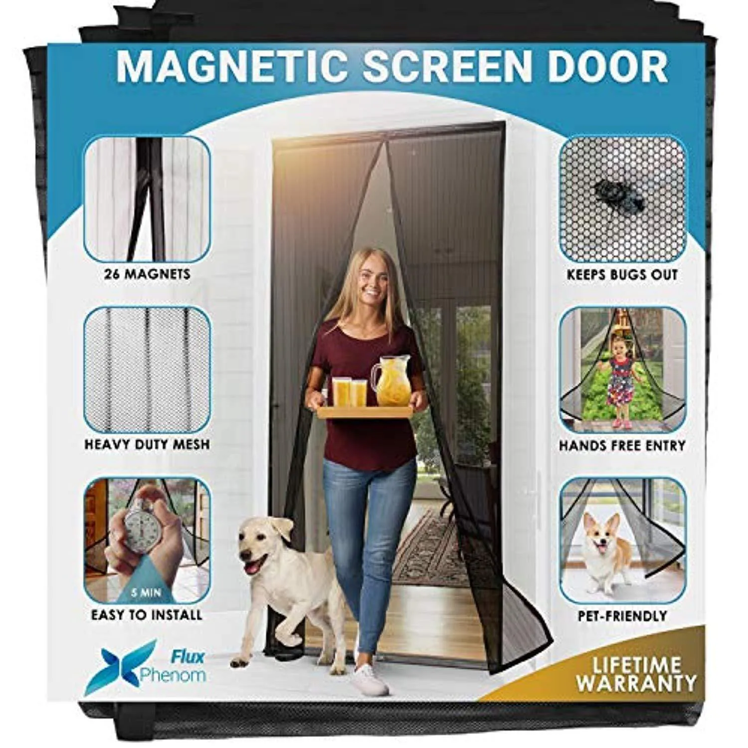 Reinforced Magnetic Mesh Insect Screen Door