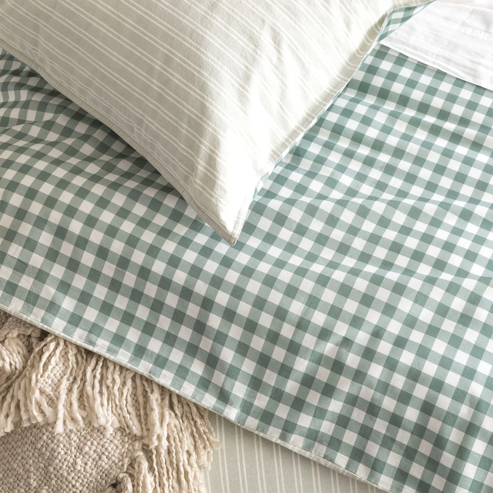 Renee Taylor Alison Yarn Dyed Cotton Reversible Quilt cover sets - Forest