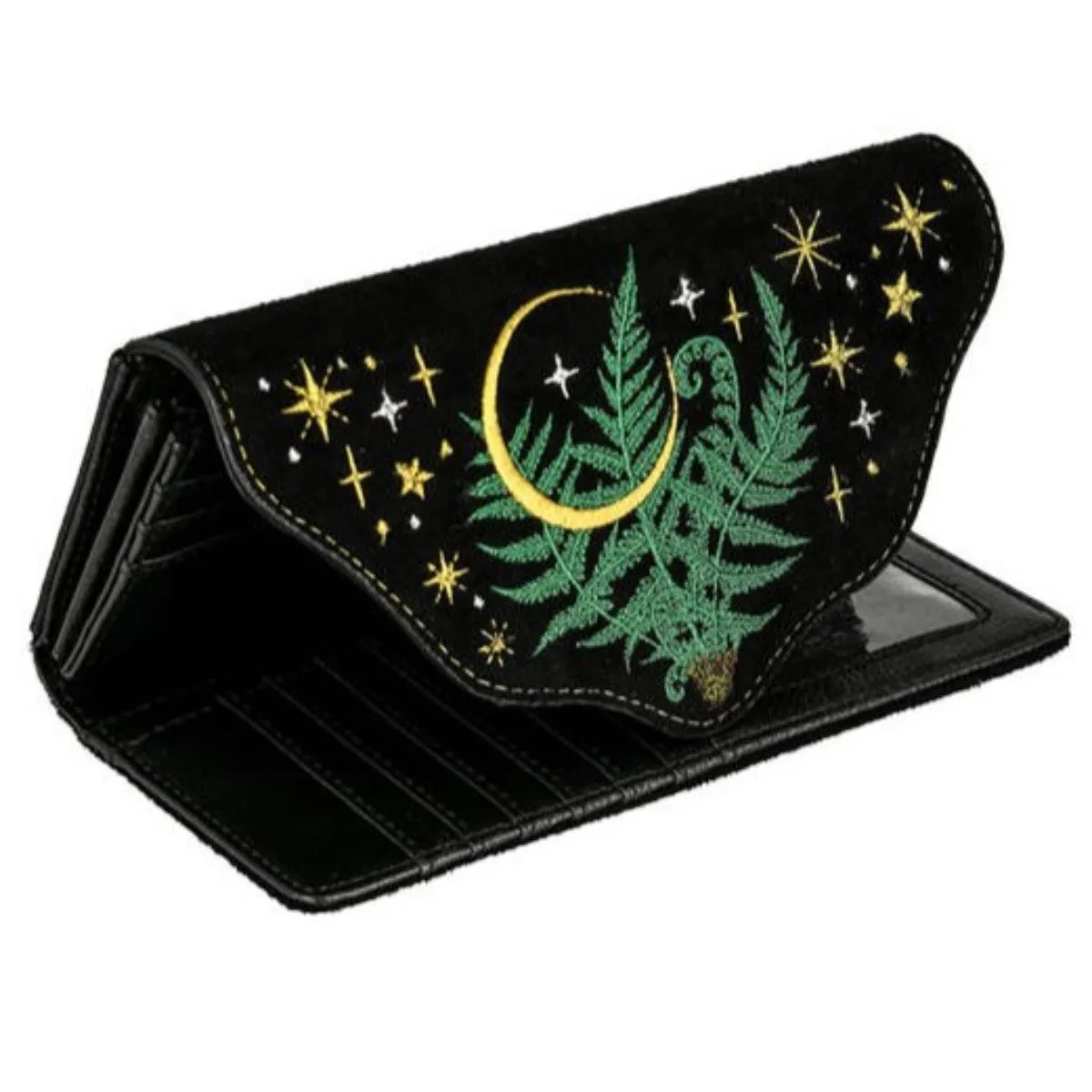 Restyle Herbal Wallet Fern Embroidery Moon Gothic Suedette