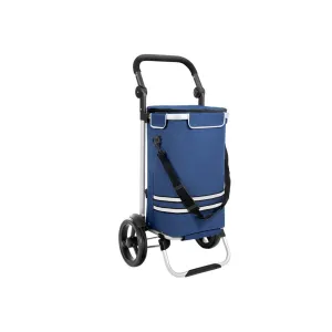 Rootz Shopping Trolley - Shopping Cart - Foldable Shopping Trolley - With Cooling Compartment - Grocery Trolley With Wheels - Fold-up Shopping Carrier - 600D Polyester - Blue - 44 x 27 x 100 cm (L x W x H)