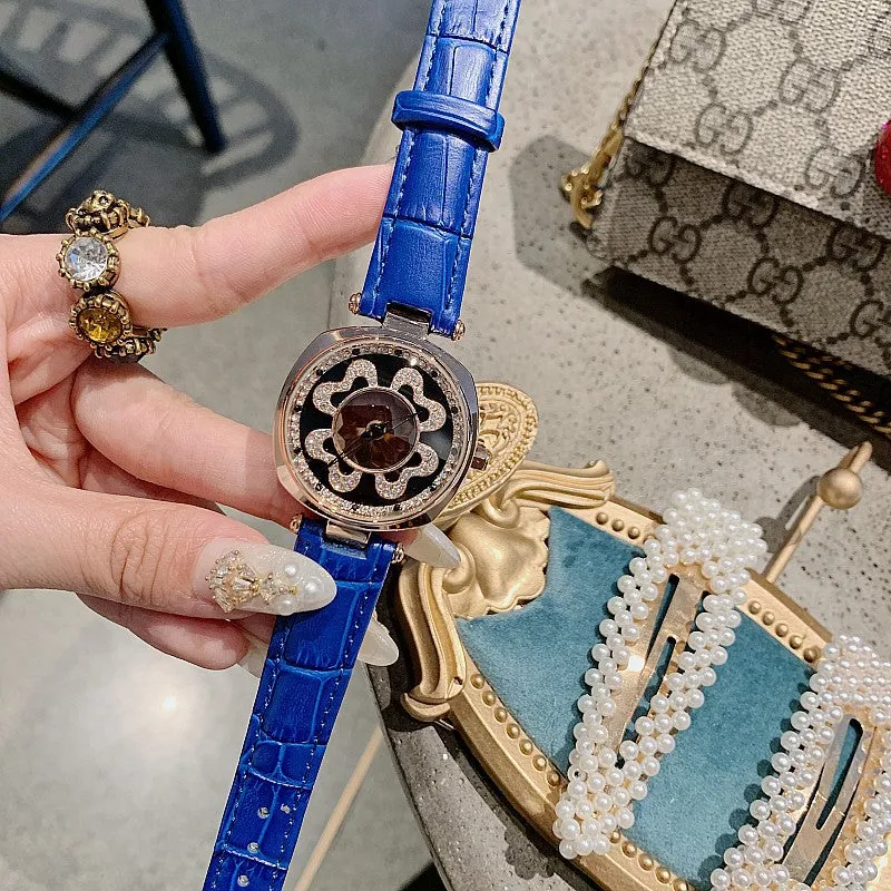 Rotatable Dial Four-Leaf Pattern Women's Watch
