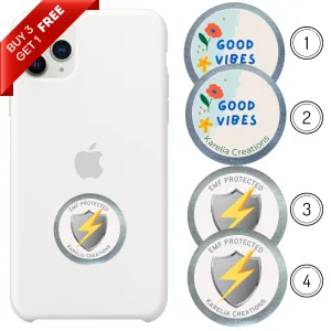 Round Flat Shungite Stickers - Variety Pack of 4 - Decals for Cell Phones and Small Electronics