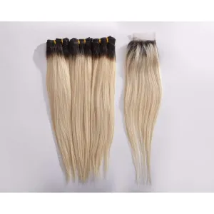 Russian Ombre Human Hair 3pcs Bundle & Lace Closure Deal