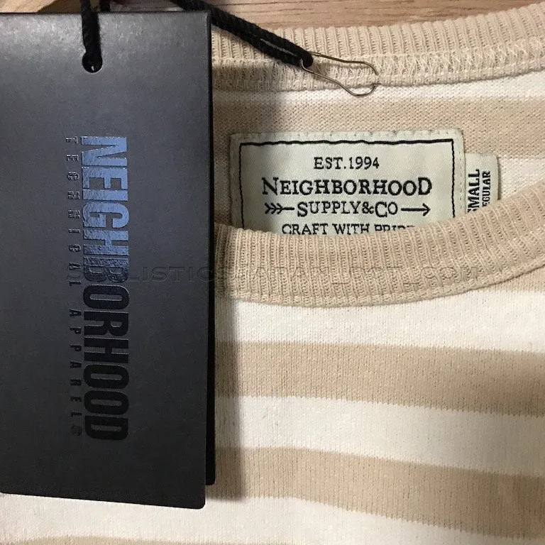 [S] Neighborhood Skinny Border Crew L/S Shirt Beige