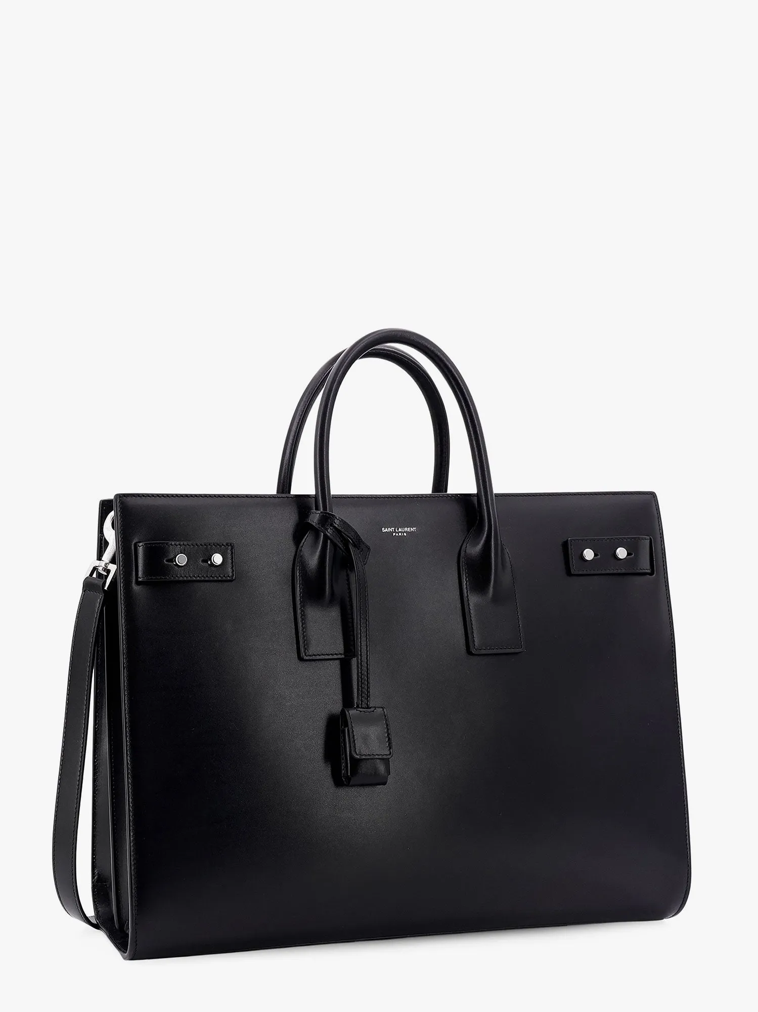 Saint Laurent Leather Handbag With Frontal Logo Print