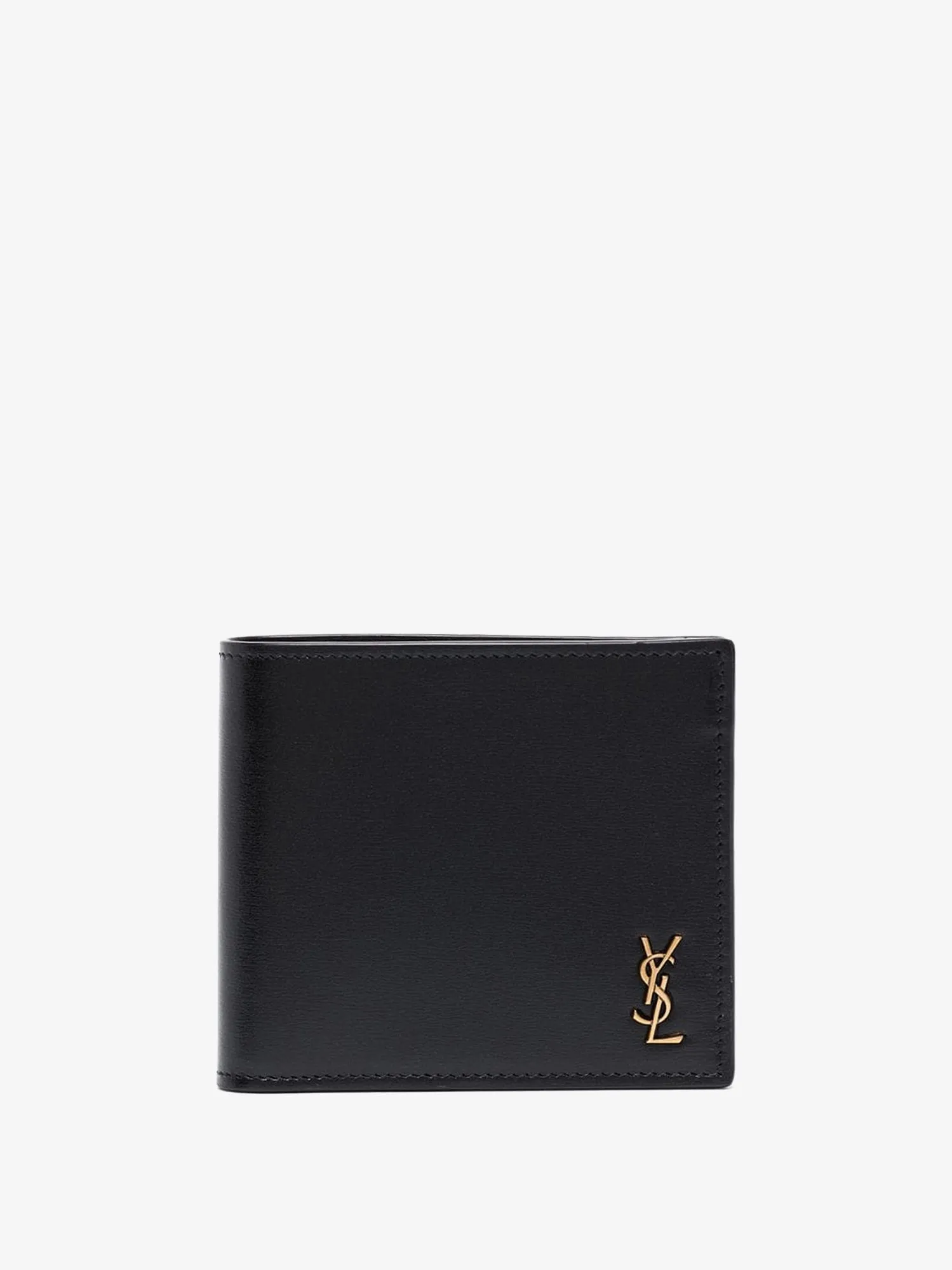 Saint Laurent Leather Wallet With Metal Monogram