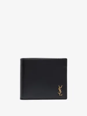 Saint Laurent Leather Wallet With Metal Monogram