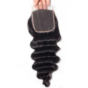 Sdamey Brazilian Loose Deep Human Hair 5X5 Lace Closure