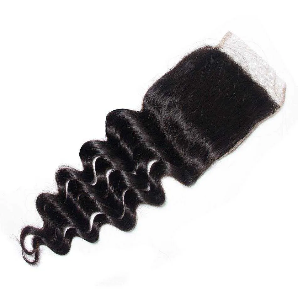 Sdamey Brazilian Loose Deep Human Hair 5X5 Lace Closure