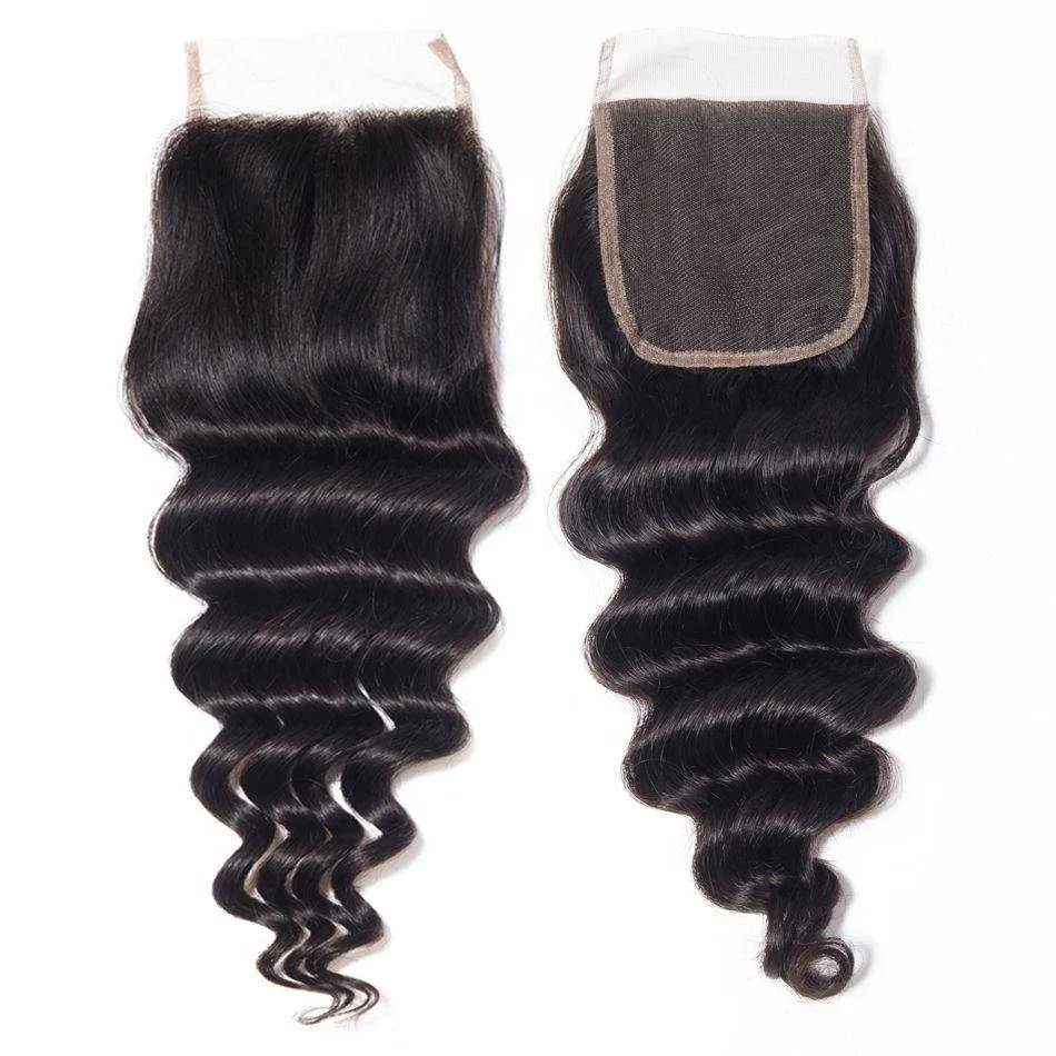 Sdamey Brazilian Loose Deep Human Hair 5X5 Lace Closure