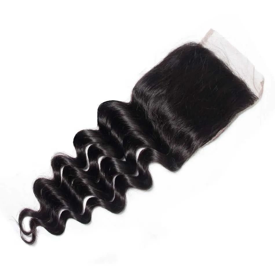 Sdamey Brazilian Loose Deep Human Hair 7X7 Lace Closure