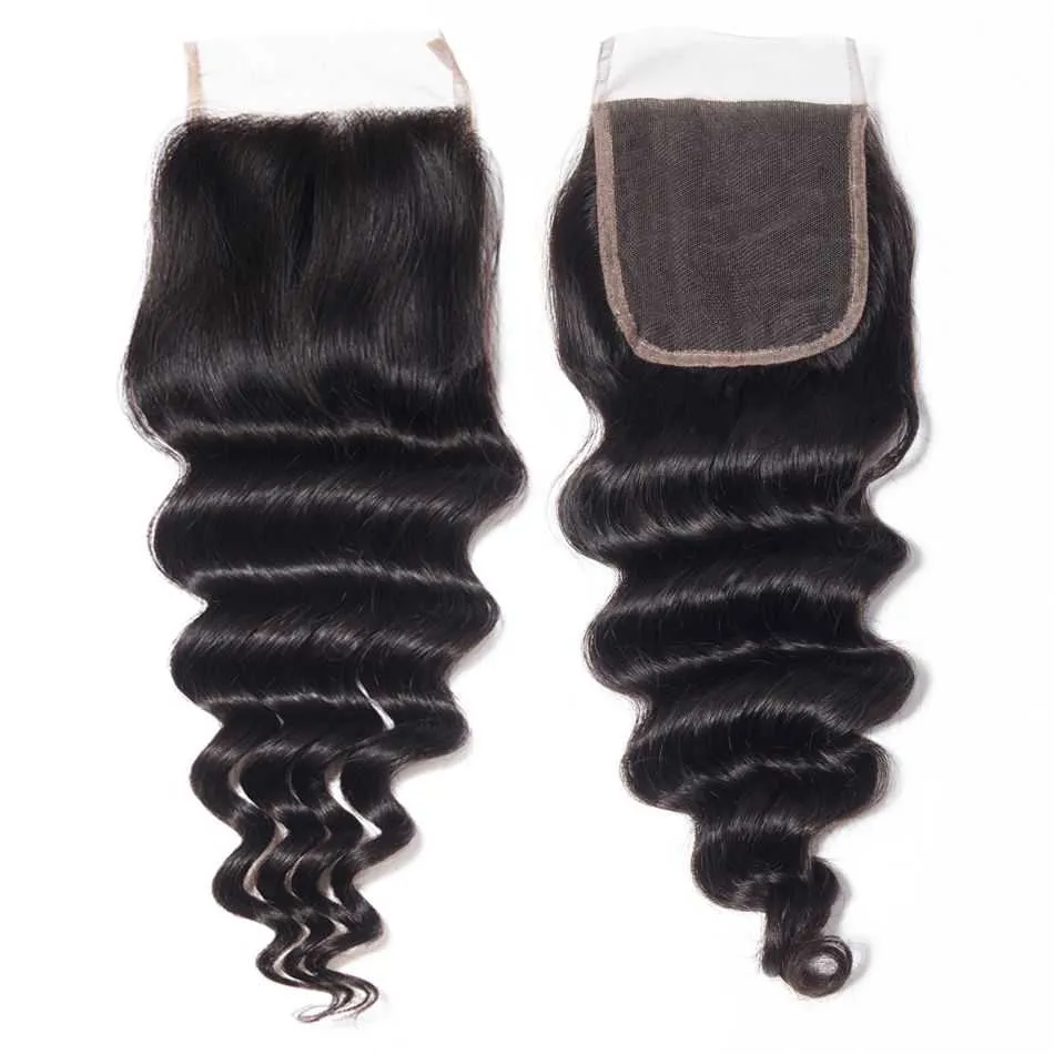 Sdamey Brazilian Loose Deep Human Hair 7X7 Lace Closure