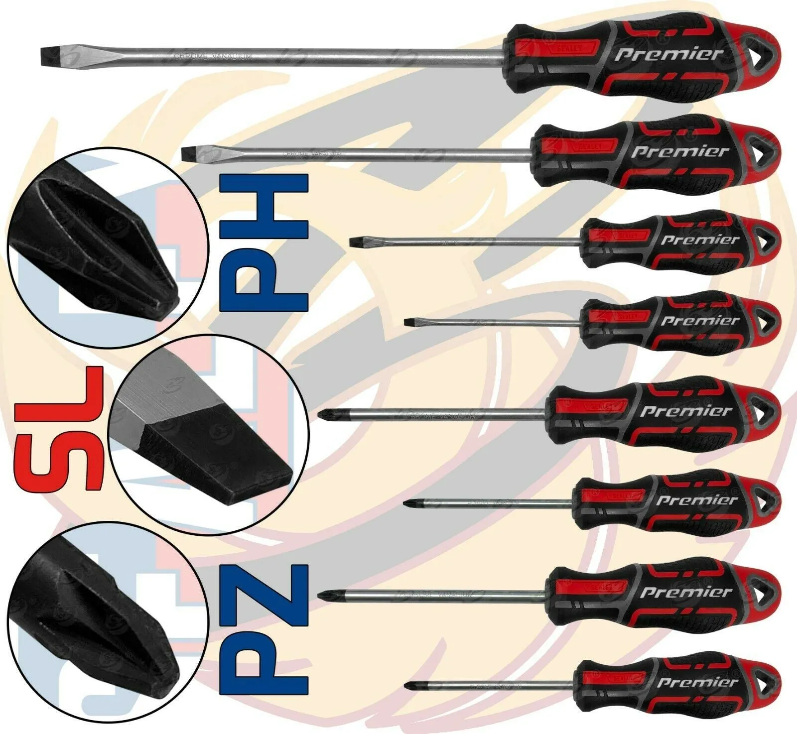 SEALEY 11PCS MAGNETIC SCREWDRIVER SET ( SLOTTED - PHILLIPS - POZIRDRIVE )
