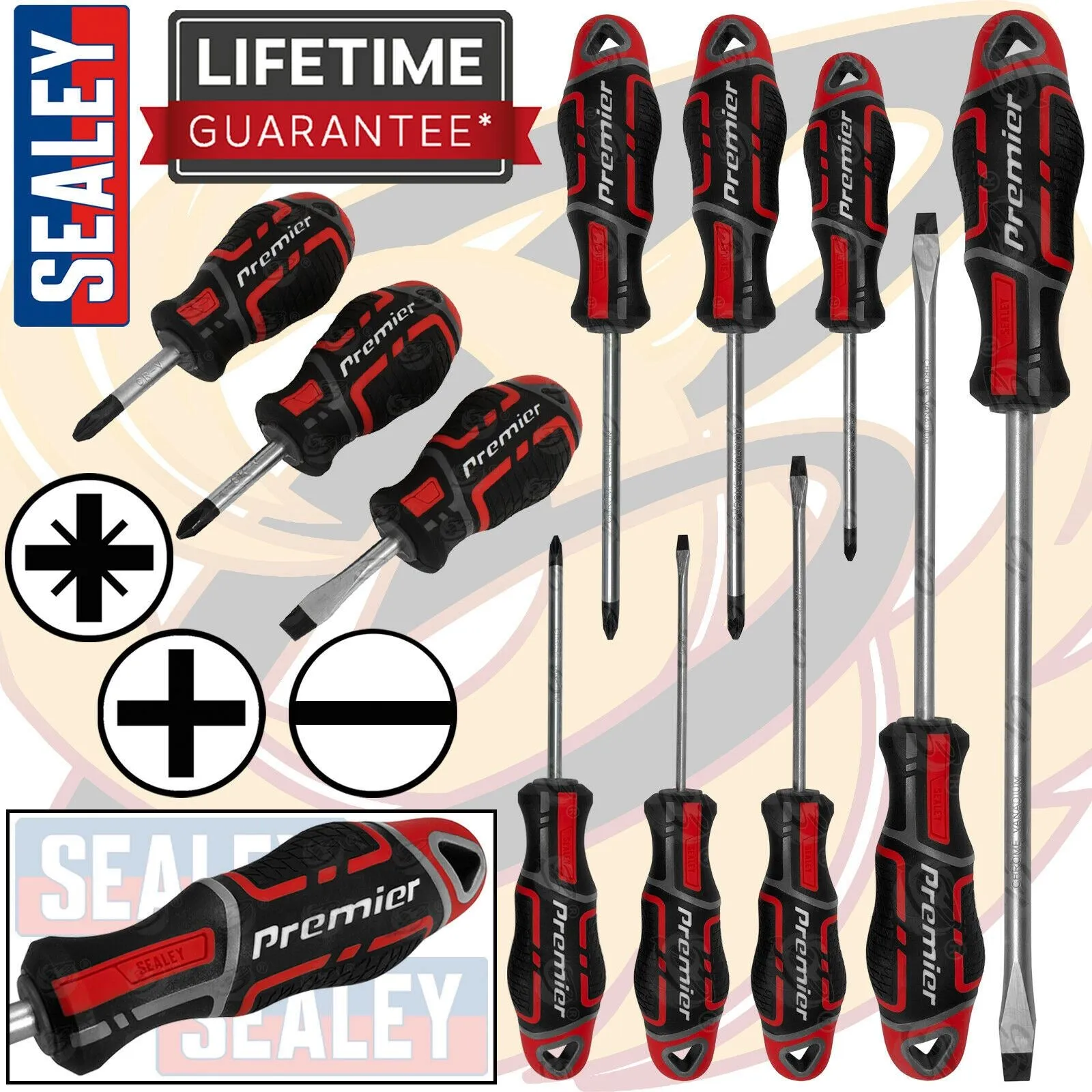 SEALEY 11PCS MAGNETIC SCREWDRIVER SET ( SLOTTED - PHILLIPS - POZIRDRIVE )