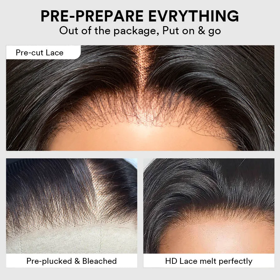 Short Blonde Highlights Glueless Pixie Curly Lace Closure Wig