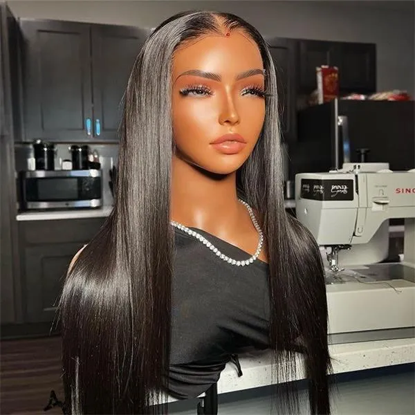 Silky Straight Wear Go Wigs Glueless Pre-cut Lace Closure Human Hair Wigs