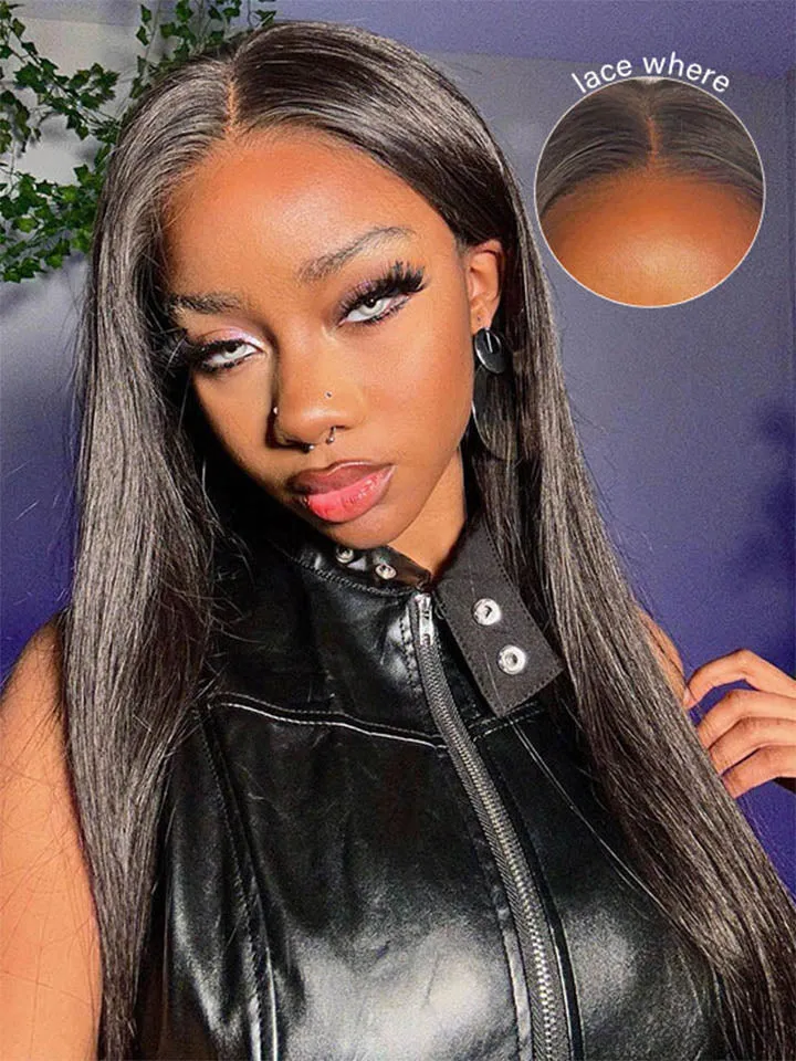 Silky Straight Wear Go Wigs Glueless Pre-cut Lace Closure Human Hair Wigs
