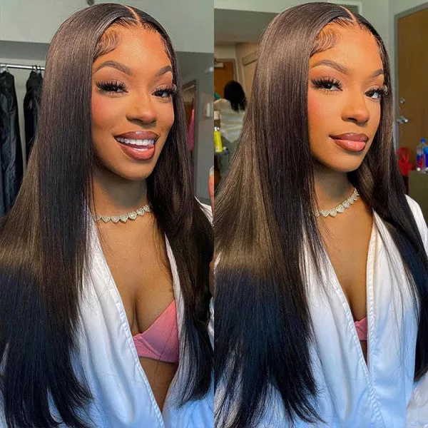 Silky Straight Wear Go Wigs Glueless Pre-cut Lace Closure Human Hair Wigs