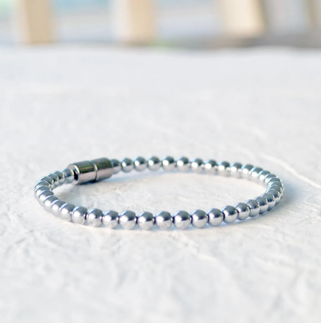 Silver Metallic Hematite Magnetic Bracelet