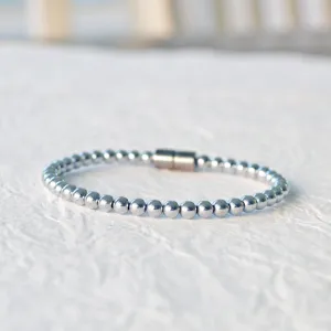 Silver Metallic Hematite Magnetic Bracelet